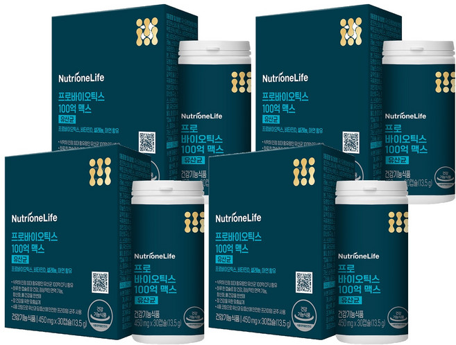 뉴트리원 프로바이오틱스 100억 맥스 유산균 13.5g, 4개, 30정