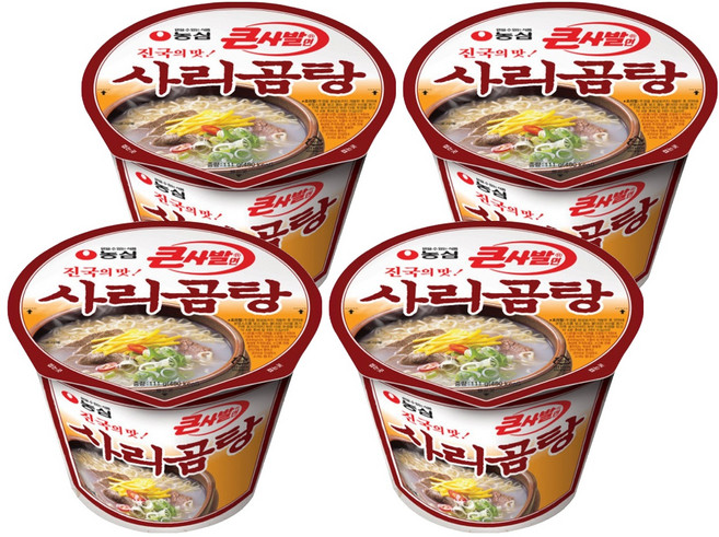 농심 사리곰탕 컵라면 큰사발 111g, 4개