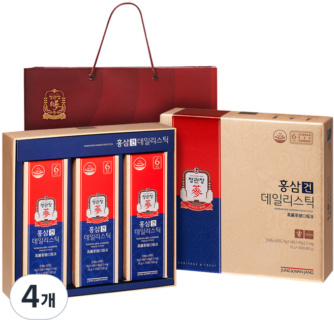 正官庄 高麗紅蔘每日萃取飲 30條入+購物袋組, 450g, 4組