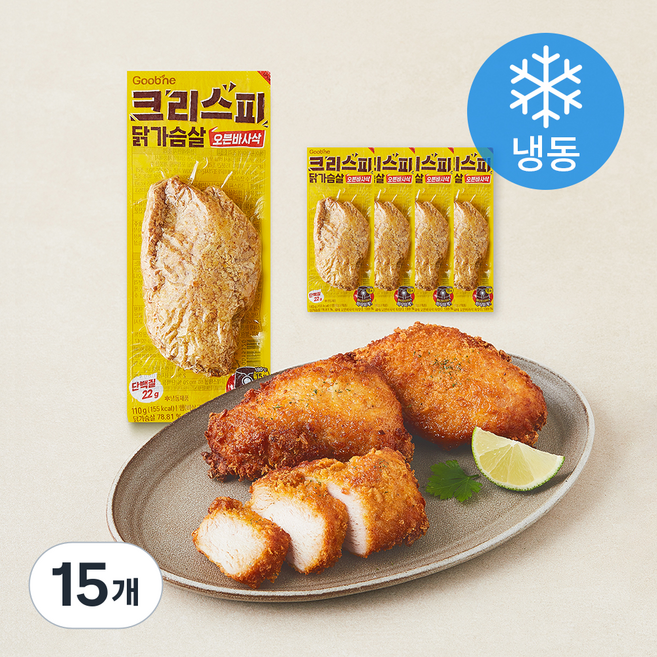 굽네 크리스피 닭가슴살 오븐바사삭 (냉동), 110g, 15개, 1개입