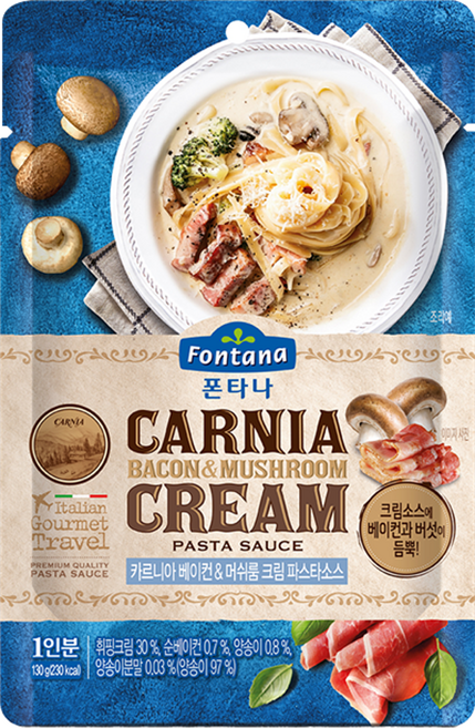 폰타나 카르니아 베이컨 머쉬룸 크림 파스타소스, 130g, 1개