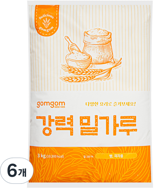 곰곰 강력 밀가루, 3kg, 6개