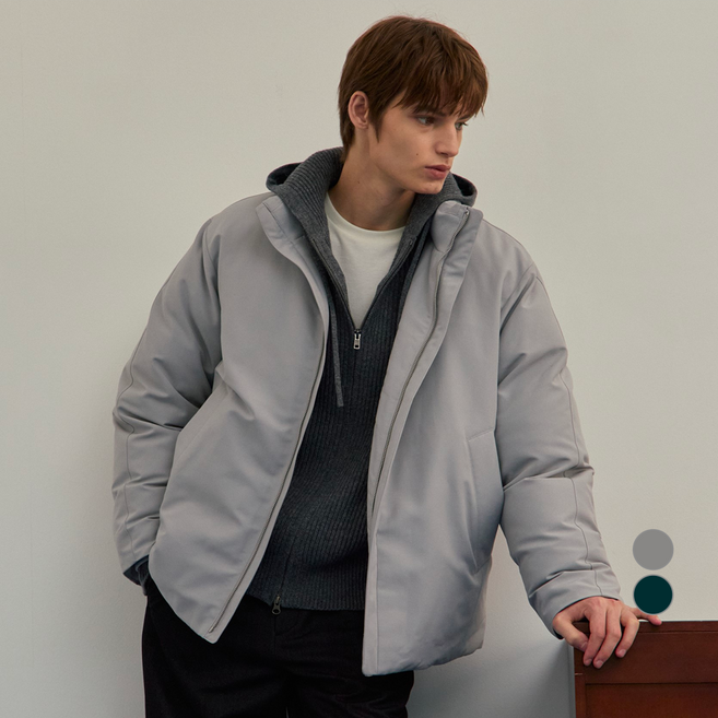 마인드브릿지 남성용 두굿 미니멀 오버핏 숏 다운 점퍼 MZDJ8171