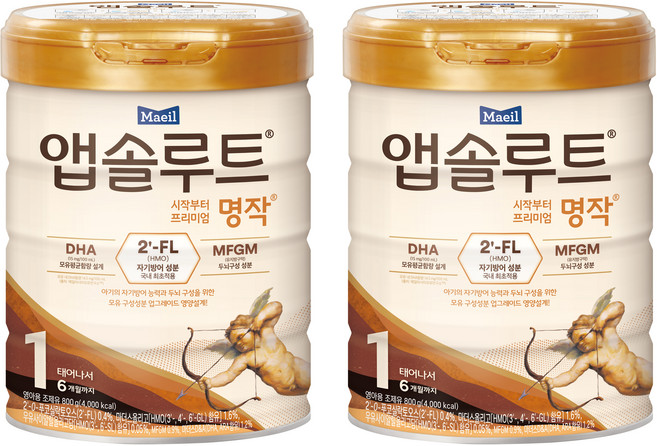 앱솔루트 명작 2FL 분유 1단계, 800g, 2개