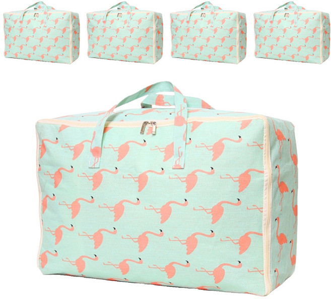 하늬통상 패브릭 이불정리함, 플라밍고, 5개