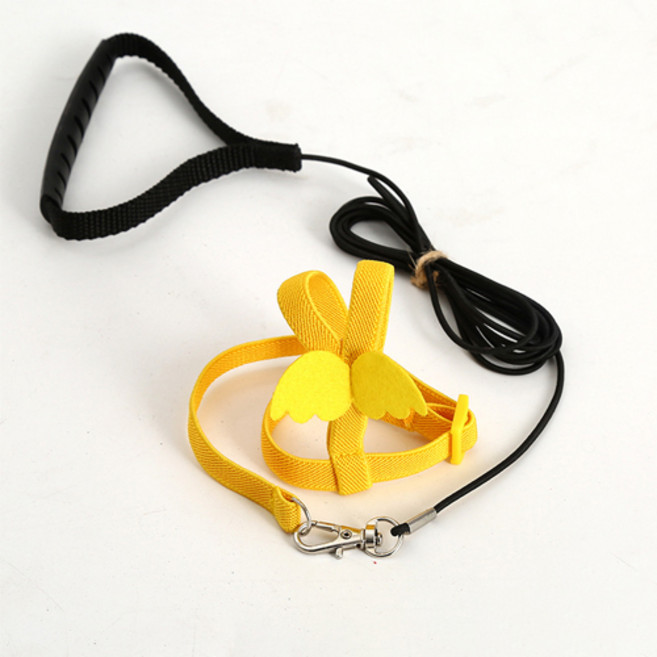 날개 장식이 귀여운 앵무새용 하네스 M, 옐로우, 1개