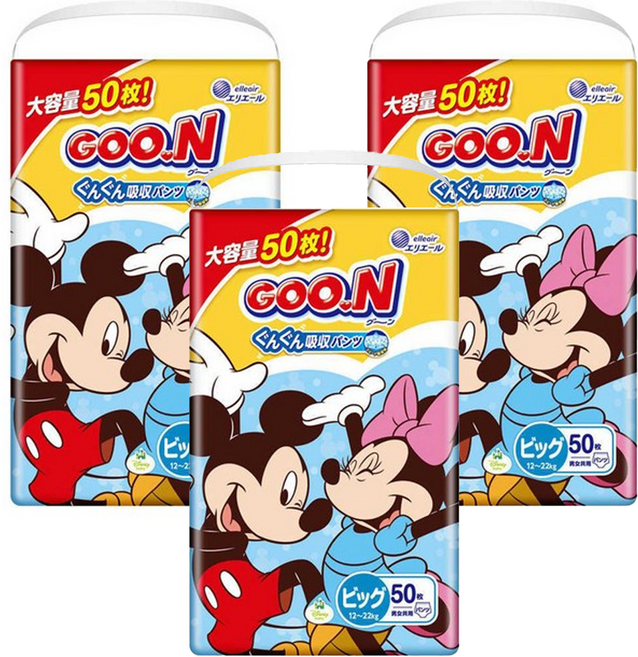 GOO.N 大王 日本境內版 拉拉褲/尿布 迪士尼限定版 12~22kg, XL, 150片
