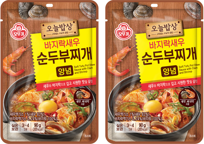 오뚜기 오늘밥상 바지락새우 순두부찌개 양념, 90g, 2개