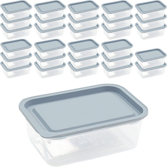 가쯔 심플쿡 냉동밥 도시락통 사각 전자렌지 용기 라이트그레이, 48개, 400ml