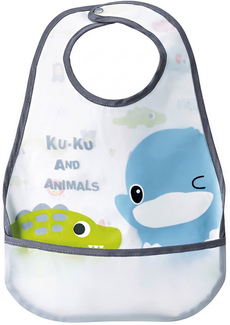 KU.KU Duckbill 酷咕鴨 動物派對防水圍兜, 仲夏藍, 1件, 1件
