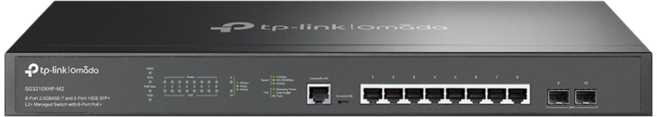 tp-link Omada L2+管理型交換器 10/100/2500 Mbps 8埠 + SFP 2埠 + RJ-45 1埠 + Micro-USB 1埠, 1個, SG3210XHP-M2