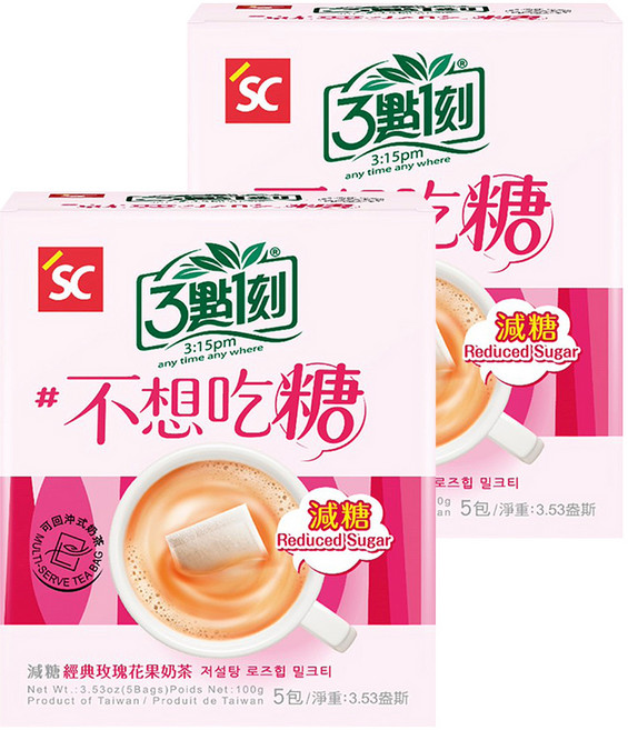 3點1刻 減糖玫瑰奶茶, 20g, 5包, 2盒