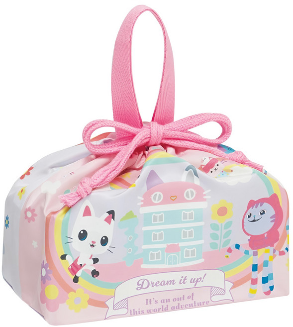 Skater 防皺束口便當袋 抽繩午餐袋 Gabby’s Dollhouse, 粉色, 1個