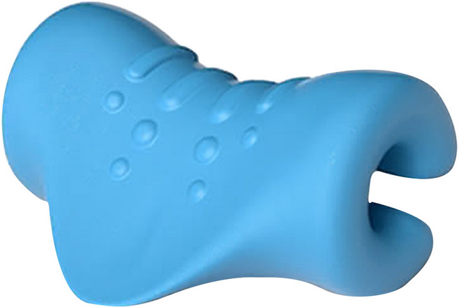 ANTIAN 頸椎富貴包護頸枕 按摩助眠頸椎枕 頸椎牽引枕 天鵝頸矯正睡眠枕, 天空藍