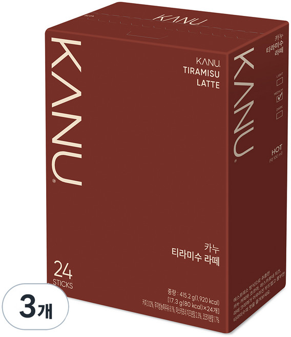 카누 티라미수 라떼 커피믹스, 17.3g, 24개입, 3개
