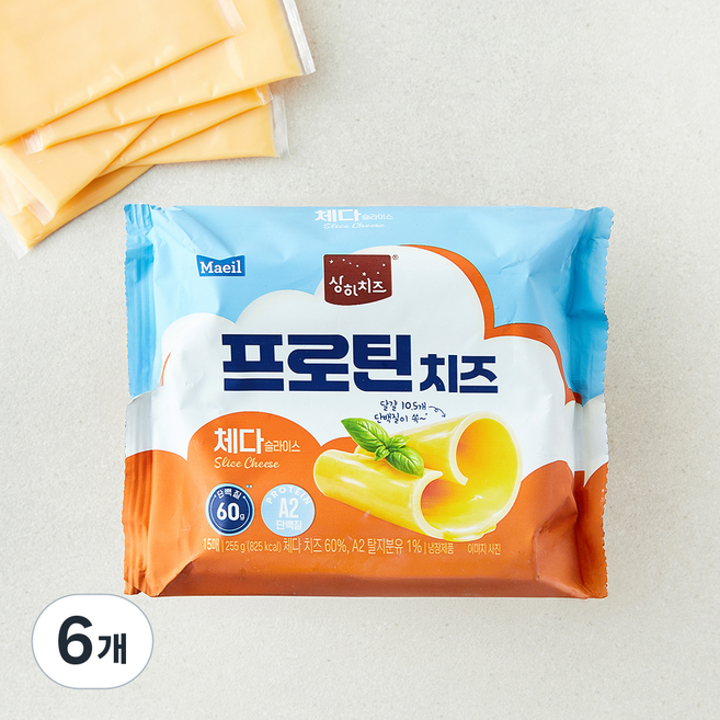 상하치즈 프로틴치즈 체다 슬라이스, 17g, 6개, 15개입