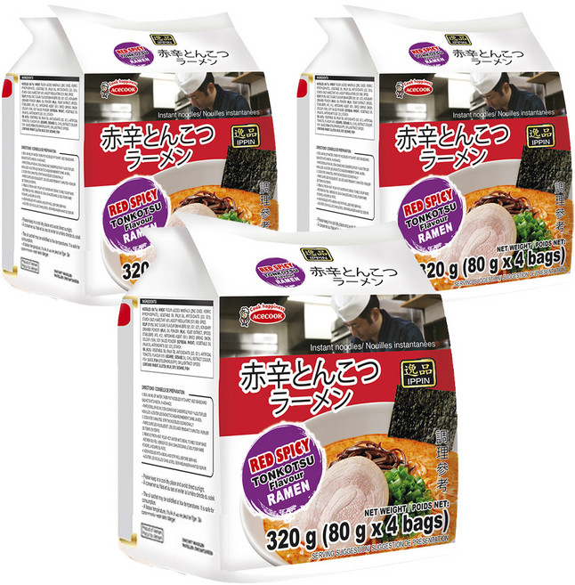AceCOOK IPPIN 逸品 辛辣豚骨風味麵 80g, 12包