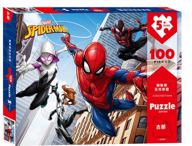 古部 新款幼兒童紙盒平面拼圖 蜘蛛人 3234, 1盒, 100片