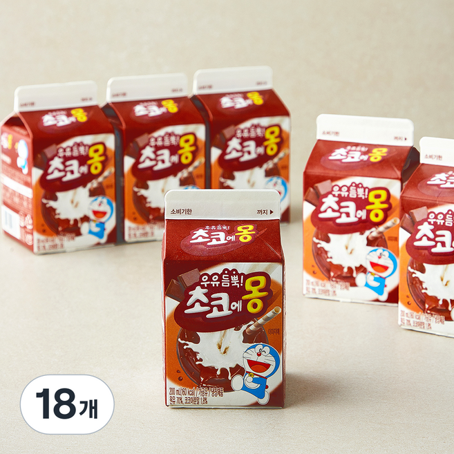 남양유업 우유 듬뿍 초코에몽, 18개, 200ml