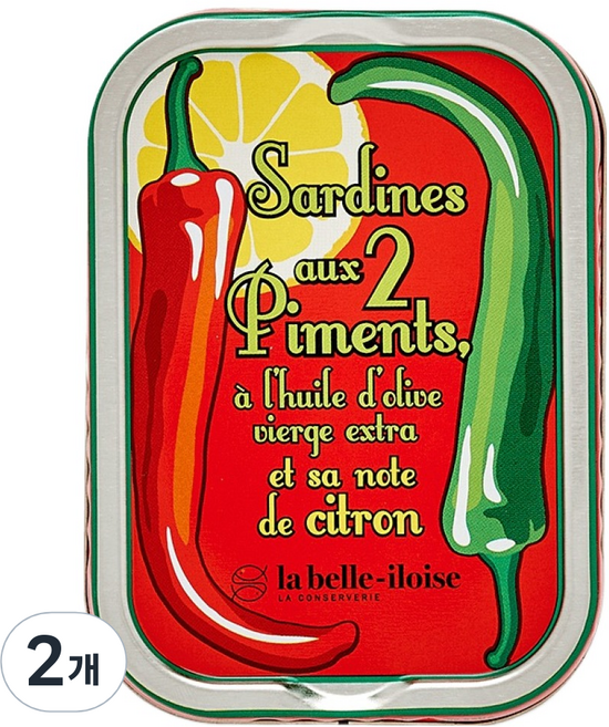 la belle-iloise 兩種辣椒與檸檬香醃漬沙丁魚罐頭, 2個, 115g