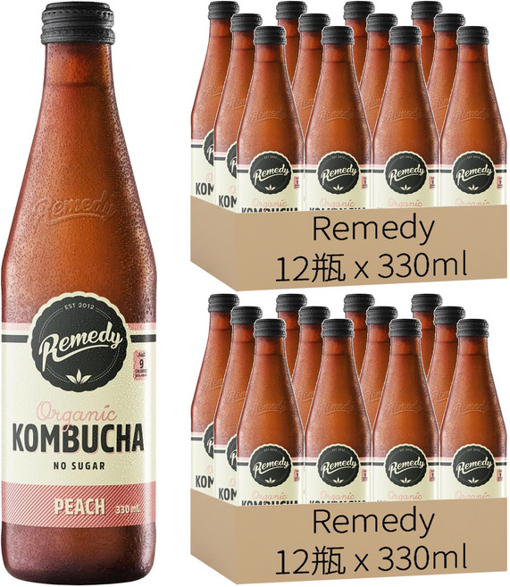 Remedy 澳式精釀康普茶 水蜜桃風味, 330ml, 24瓶