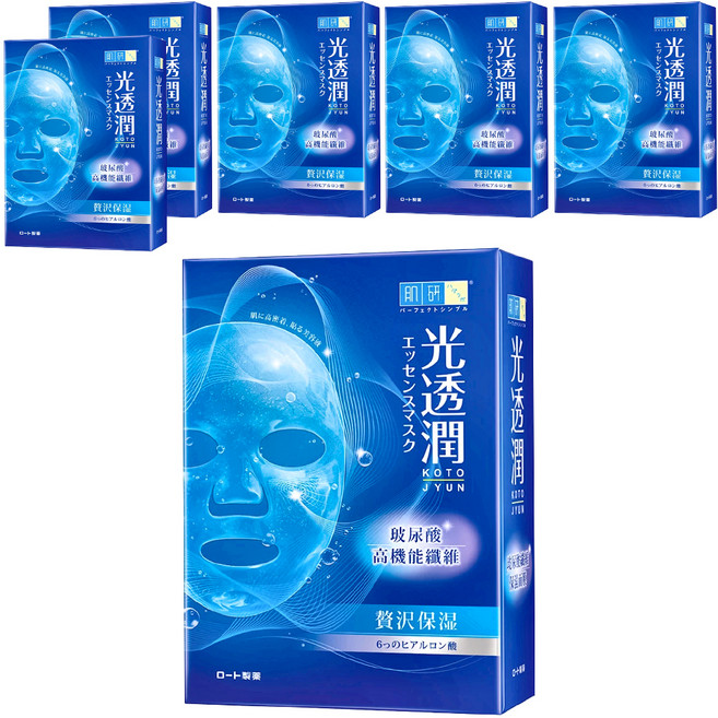 HADALABO 肌研 台灣公司貨 光透潤玻尿酸纖維保濕面膜 28ml, 6片, 6盒
