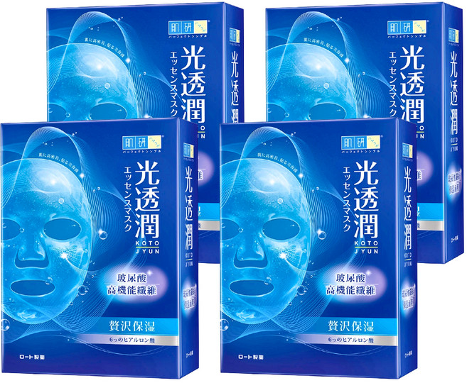 HADALABO 肌研 台灣公司貨 光透潤玻尿酸纖維保濕面膜 28ml, 6片, 4盒