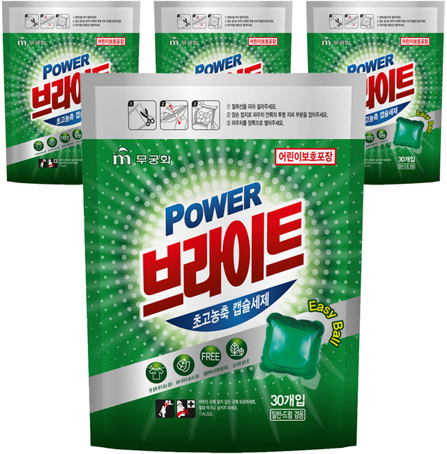 무궁화 파워 브라이트 초고농축 싱그러운 숲의향 캡슐세제, 30개입, 4개
