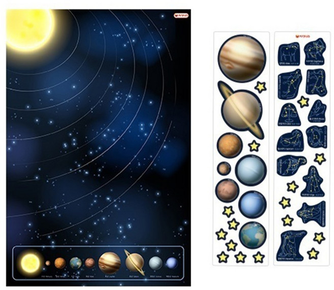 자석나라 자석이 붙는 우주 포스터, 혼합색상, 1세트