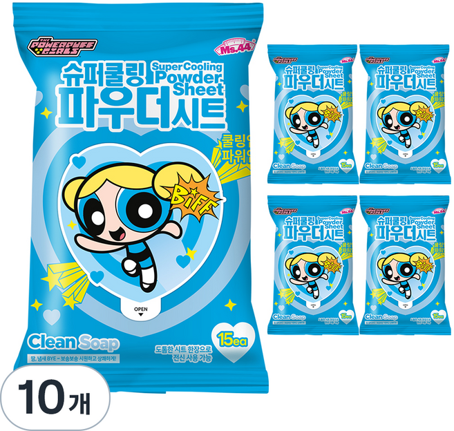 미스사사 슈퍼쿨링 파우더 시트 데오드란트 클린솝 15p, 87g, 10개