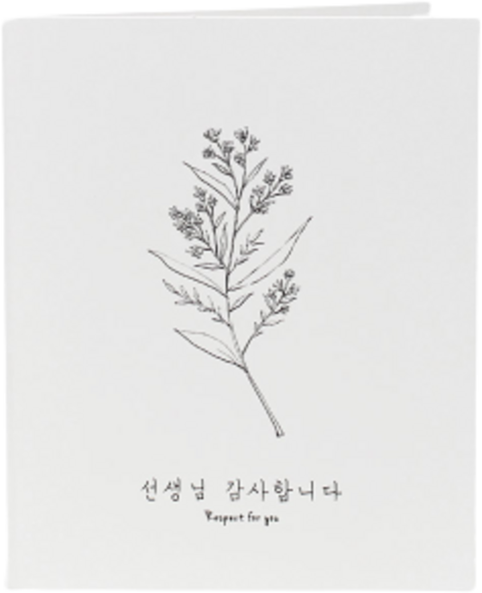 들꽃 선생님 카드 + 속지 + 카드봉투, 혼합색상 카드 + 화이트 카드봉투, 10개