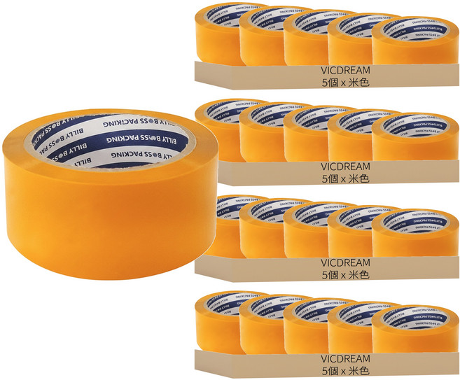 BOSS TAPE THE 堅固耐用封箱膠帶 中型包裝用 63MIC 48mm x 40m, 20個, 米色