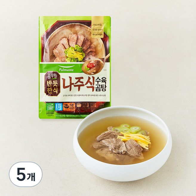풀무원 반듯한식 나주식 수육곰탕 냉장, 450g, 5개
