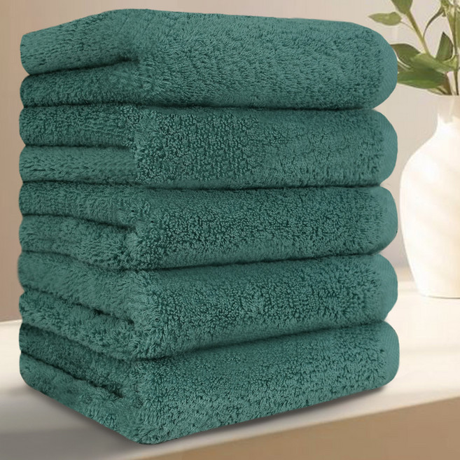 테리크 프리미엄 먼지없는 호텔 수건 200g 40수 코마사 면, 에메랄드그린, 5개
