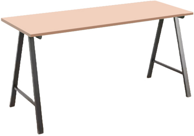 리바트 프레일 일자책상 1200 일반형 방문설치, 핑크(상판) + 블랙(다리)