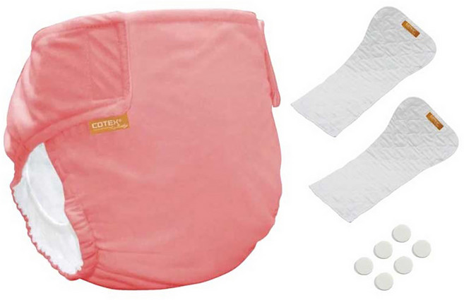 SIKAER 喜可褲 DB500型環保布尿褲 附吸尿墊*2+魔術圓扣*6 適用於16公斤以下嬰幼兒, 粉紅色, 1組