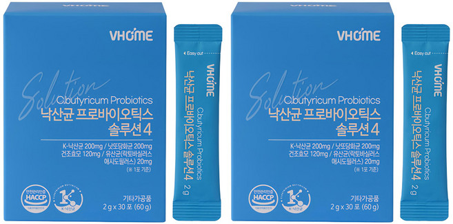 비타민하우스 낙산균 프로바이오틱스 솔루션4 30p, 60g, 2개