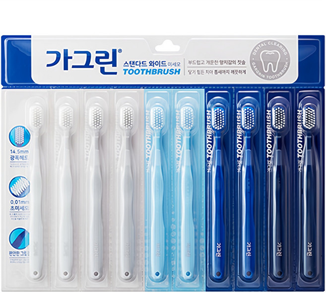 가그린 스탠다드 와이드 미세모 칫솔, 10개입, 1개