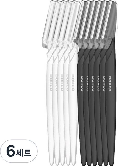 도루코 슬림 눈썹 면도기 11p 세트, 6세트, 블랙, 화이트