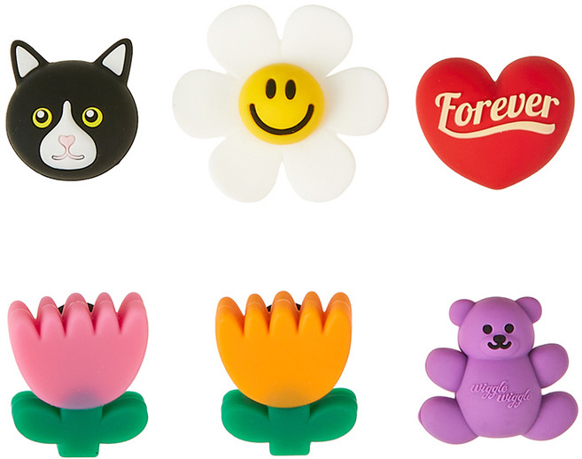 Wiggle Wiggle 矽膠吊飾6件組, 混合顏色, 1套