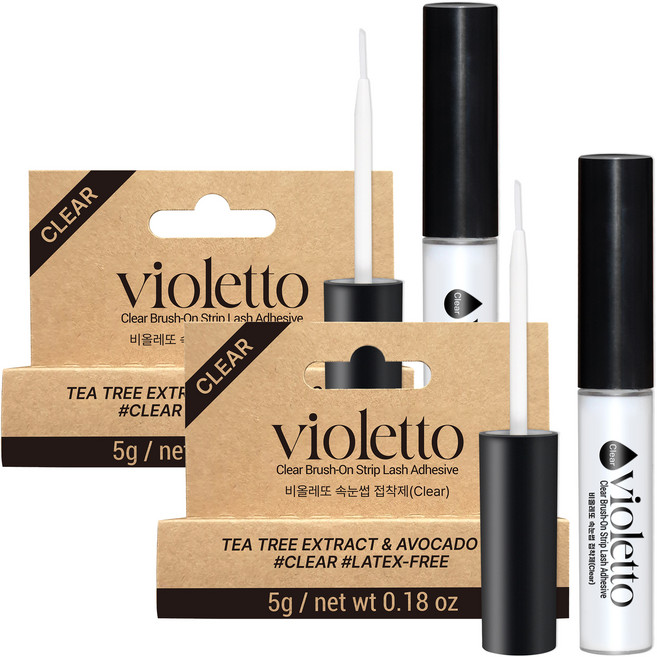 비올레또 티트리 아보카도 속눈썹 접착제 5g, 2개, 클리어