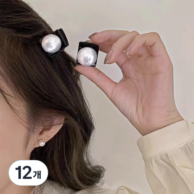 젤루나 라운드 진주 포인트 클립 집게핀 미니 H-196, 혼합색상, 12개