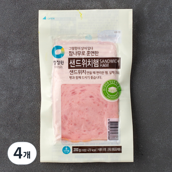 대상 참나무 훈연 샌드위치햄, 200g, 4개