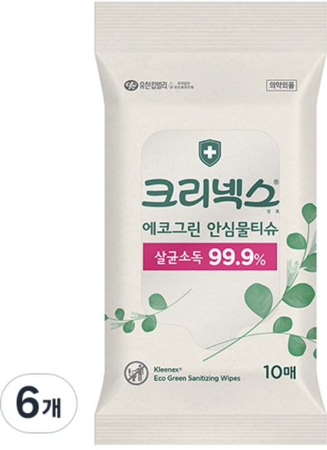 크리넥스 에코그린 안심물티슈, 5.96g, 10매입, 6개