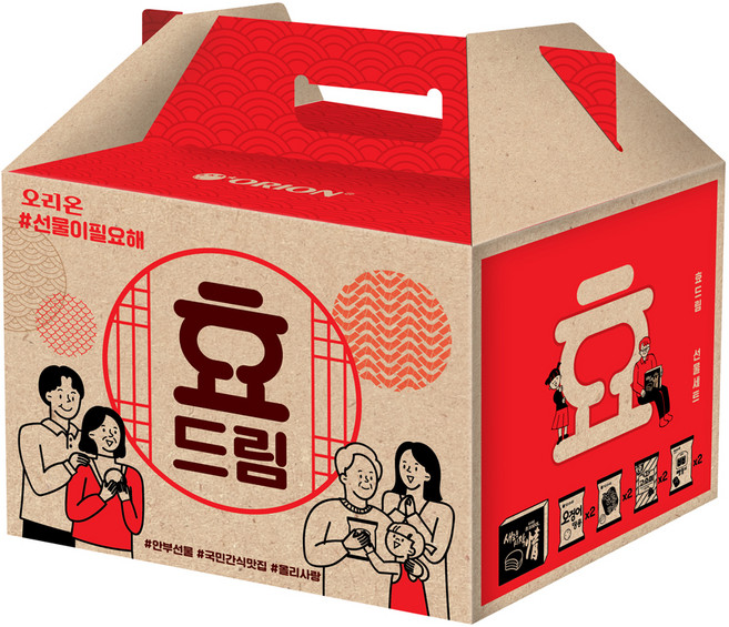 오리온 간식시리즈 선물이필요해 효드림 과자선물세트, 과자 5종, 1세트