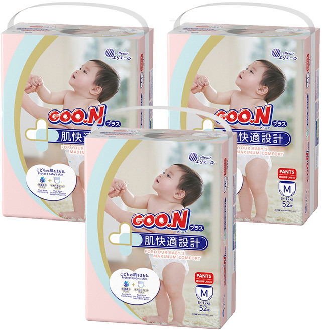 GOO.N 大王 日本境內版 肌快適褲型紙尿布 6~12kg, M, 156片