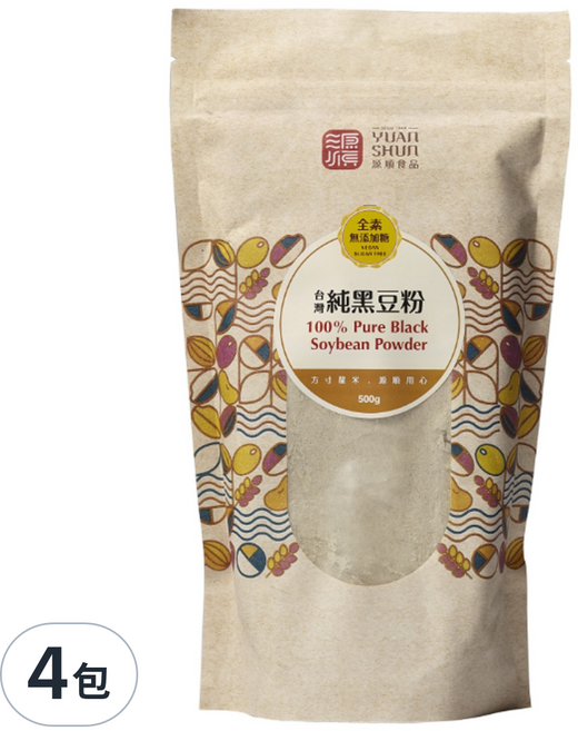 源順食品 台灣純黑豆粉, 500g, 4包