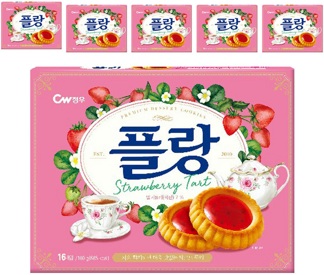 청우식품 플랑 딸기 타르트 쿠키, 160g, 6개