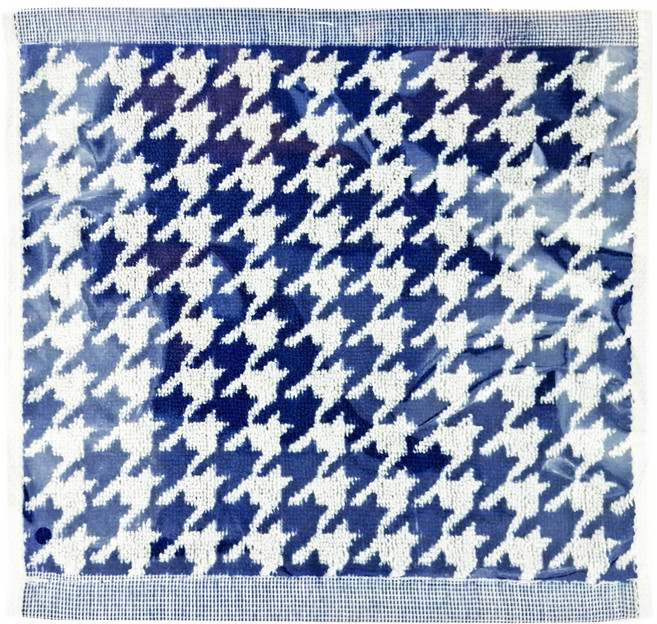 LIFE 來福牌 極致千鳥格緹花方巾 超柔軟精梳棉面巾, 藍色/白色, 1條