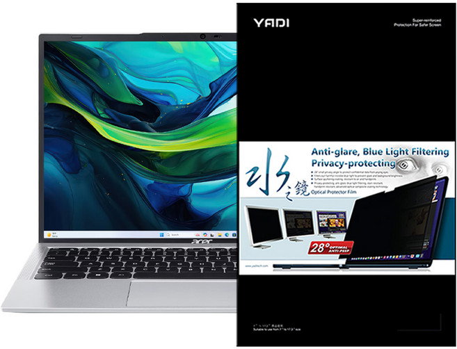 YADI 亞第 靜電吸附 16:10 水之鏡防窺片 Acer Lite AL14 51P 5975專用 PF4PPA-W140, 1個